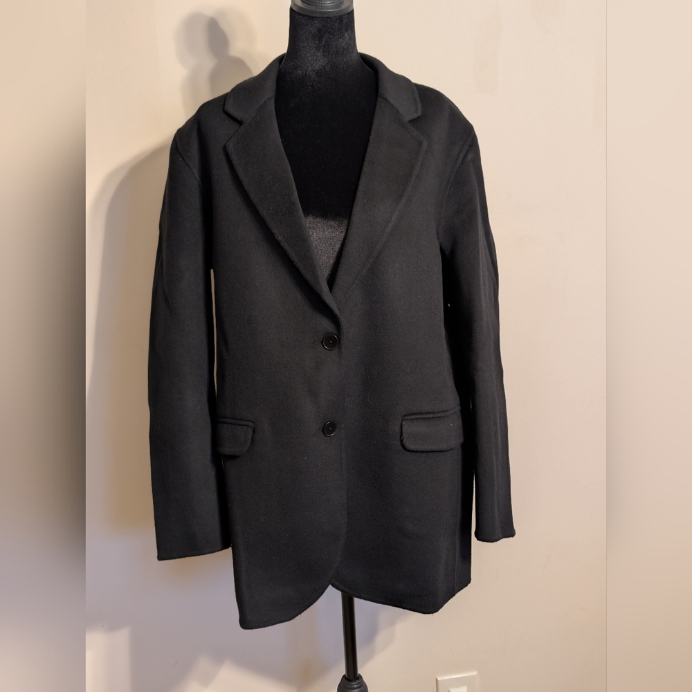 NWOT Quince 100% Merino Wool Double Faced Soft Blazer Black Large